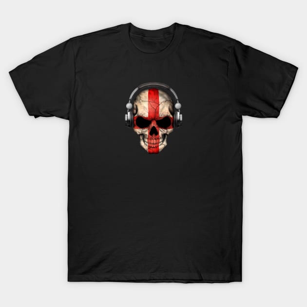 Dark Skull Deejay with English Flag T-Shirt by jeffbartels